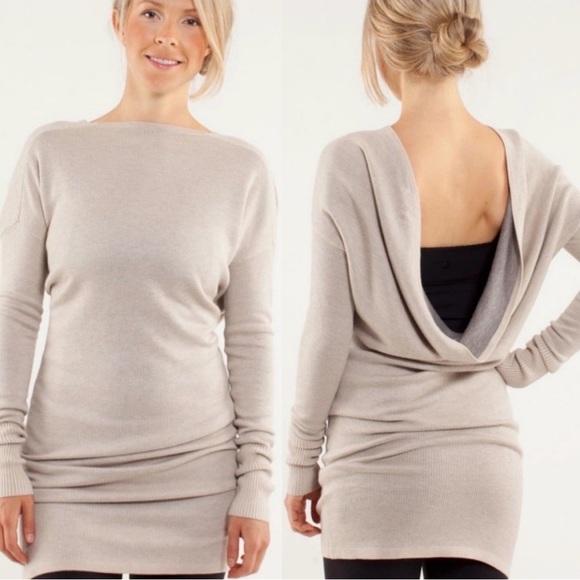lululemon athletica Dresses & Skirts - Lululemon Serenity Sweater Wrap
Heathered Cashew / Coal Reversible est 6-8